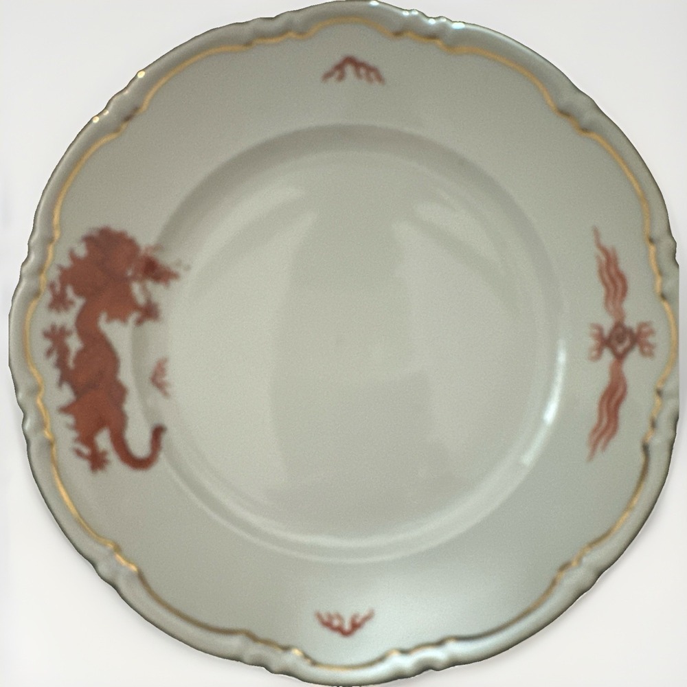 Meissen VINTAGE Hand Painted Red & Gold Court Dragon Tea Saucer 1954